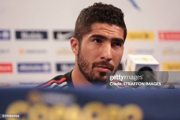 Jair Pereira of Mexico speaks during the Mexico National Team press conference at University Of Phoenix Stadium on July 19, 2017 in Phoenix, Arizona.