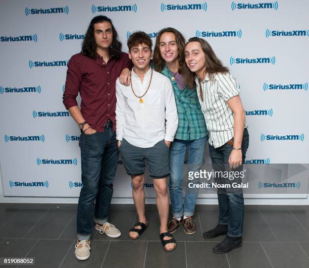 Danny Wagner, Josh Kiszka, Sam Kiszka and Jake Kiszka of Greta Van Fleet visit SiriusXM Studios on July 19, 2017 in New York City.
