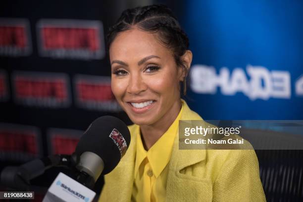 Actress Jada Pinkett Smith visits 'Sway in the Morning' with Sway Calloway on Eminem's Shade 45 at the SiriusXM Studios on July 19, 2017 in New York...