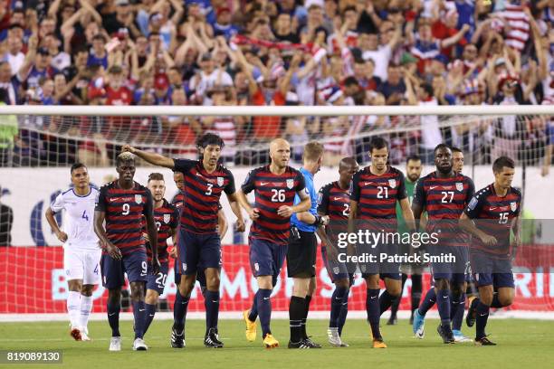 Omar Gonzalez of the United States celebrates after scoring a goal against El Salvador in the first half during the 2017 CONCACAF Gold Cup...