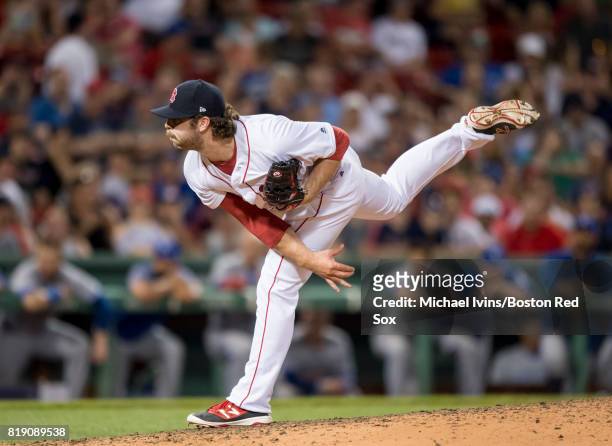 Ben Taylor of the Boston Red Sox pitches against the Toronto Blue Jays in the ninth inning at Fenway Park on July 19, 2017 in Boston, Massachusetts.