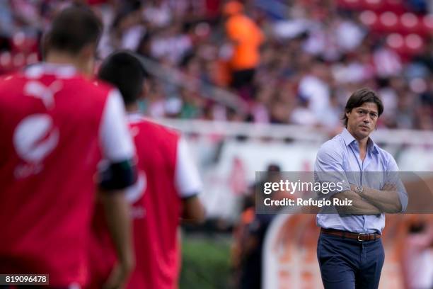 Matias Almeyda coach of Chivas looks on during the friendly match between Chivas and Porto at Chivas Stadium on July 19, 2017 in Zapopan, Mexico.