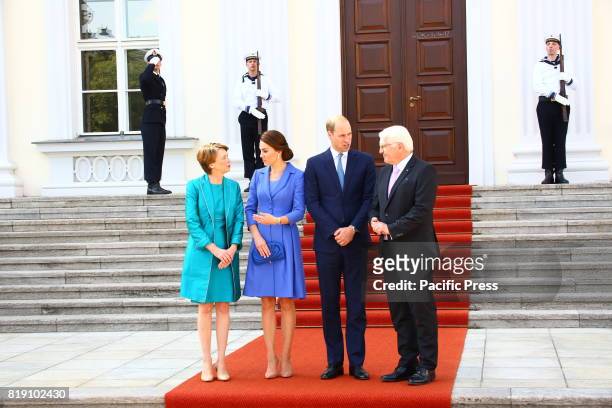British royals Prince William, Duke of Cambridge and Catherine, Duchess of Cambridge are received by President Frank-Walter Steinmeier and First Lady...