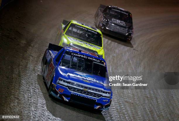 Stewart Friesen, driver of the Halmar International Chevrolet, leads a pack of cars during the NASCAR Camping World Truck Series 5th Annual Dirt...