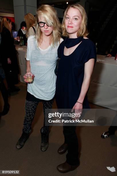 Aurel Schmidt and Sue Barber attend TOOLS FOR THOUGHT: REBUILD HAITI With Special Performance By PATTI SMITH at Sotheby's on March 15, 2010 in New...