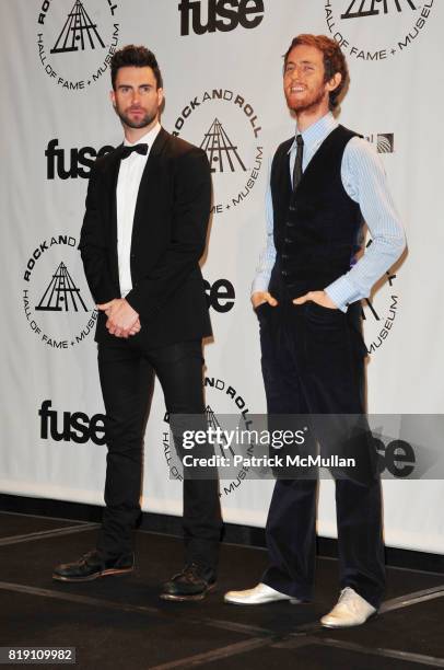 Adam Levine, Jesse Carmichael and attend FUSE presents the 2010 Rock And Roll Hall of Fame induction ceremony at Waldorf Astoria NYC on March 15,...