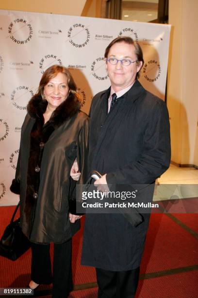 Georgiana Bischoff and Richard Thomas attend New York Philharmonic Spring Gala Performance of Sondheim at Avery Fisher Hall on March 15, 2010 in New...