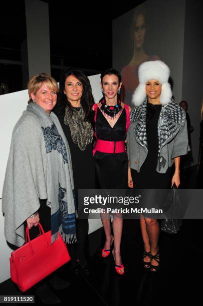Felicia Taylor, Nazee Moinian, Amy Fine Collins and Veronica Webb attend ARMANI Red Carpet Retrospective hosted by Amy Fine Collins in partnership...