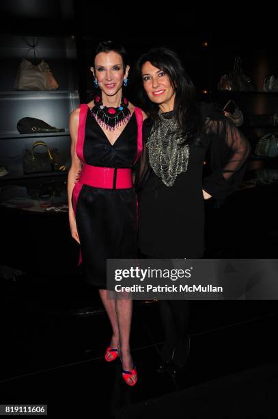 Amy Fine Collins and Nazee Moinian attend ARMANI Red Carpet Retrospective hosted by Amy Fine Collins in partnership with Vanity Fair at Armani on...