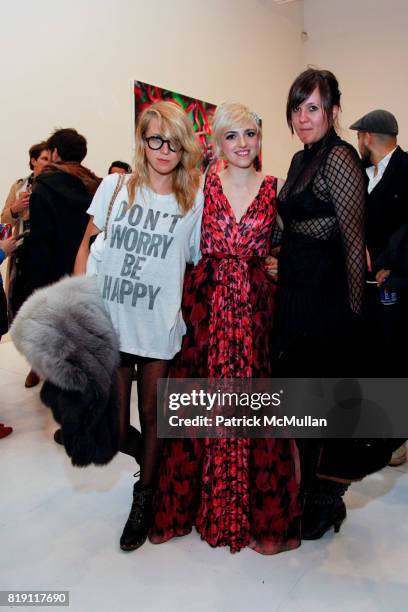Aurel Schmidt, Rosson Crow and Kathy Grayson attend Rosson Crow BOWERY BOYS Opening at Deitch on March 4, 2010 in New York City.