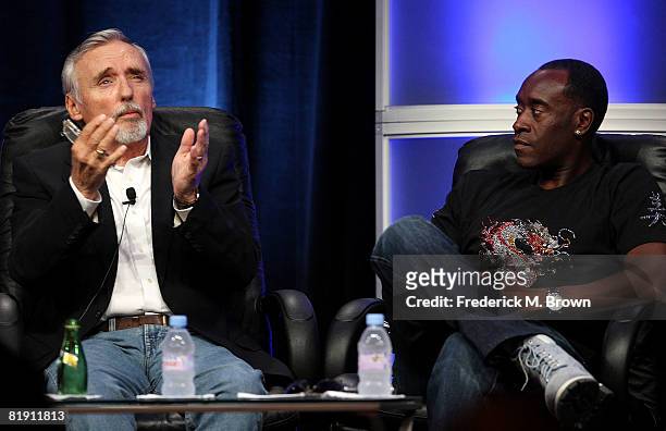 Actor Dennis Hopper and co-executive producer Tom Nunan of "Crash" speak during day four of the Starz Channel 2008 Summer Television Critics...