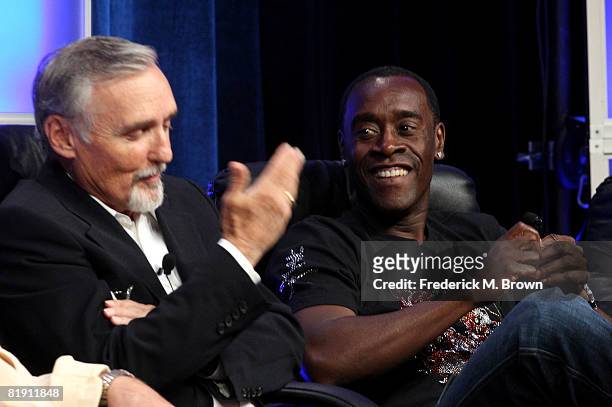 Actor Dennis Hopper and co-executive producer Tom Nunan of "Crash" speak during day four of the Starz Channel 2008 Summer Television Critics...