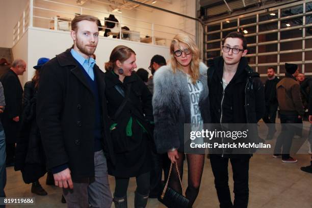 Maxwell Simmer, Jessica Eaton, Aurel Schmidt and ? attend Rosson Crow BOWERY BOYS Opening at Deitch on March 4, 2010 in New York City.