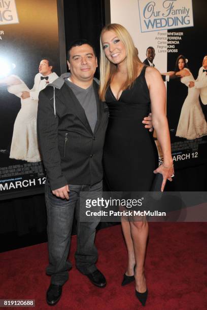 Carlos Mencia and Amy Mencia attend Arrivals for NY Premier of OUR FAMILY WEDDING at Loews Lincoln Square on March 9, 2010 in New York City.