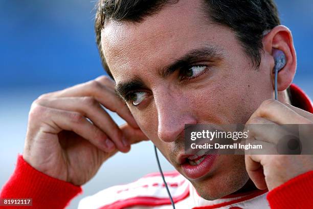 Justin Wilson driver of the McDonald's Newman Haas Lanigan Racing Dallara Honda during practice for the IRL IndyCar Series Firestone Indy 200 on July...