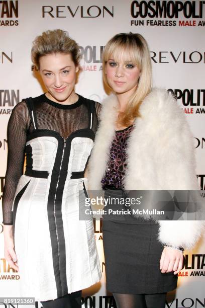 Mia Moretti and Caitlin Moe attend Cosmopolitan Magazine Fun Fearless Male Awards at The Mandarin Oriental on March 1, 2010 in New York.