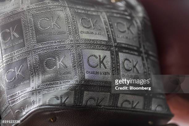 Bag sits on display at the Shakra Leather Arts store in the Dharavi area of Mumbai, India, on Tuesday, July 18, 2017. India's new goods and services...