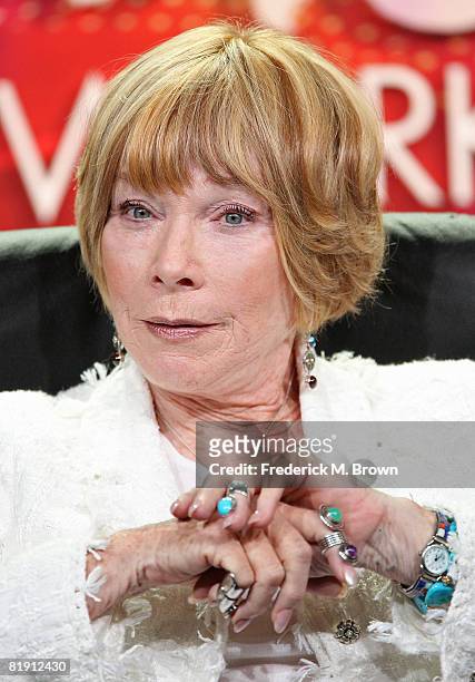 Actress Shirley MacLaine of "Coco Chanel" speaks during day four of the Lifetime Channel 2008 Summer Television Critics Association Press Tour held...