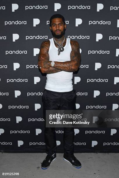 Rapper Dave East attends Pandora Sounds Like You NYC featuring Nas, Young M.A, Dave East and Biz Markie DJ Set at Brooklyn Steel on July 19, 2017 in...