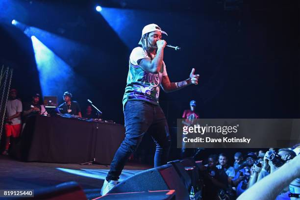 Rapper Young M.A performs onstage during Pandora Sounds Like You NYC featuring Nas, Young M.A, Dave East and Biz Markie DJ Set at Brooklyn Steel on...