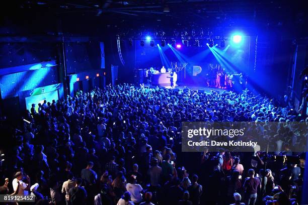 View of the crowd during Pandora Sounds Like You NYC featuring Nas, Young M.A, Dave East and Biz Markie DJ Set at Brooklyn Steel on July 19, 2017 in...