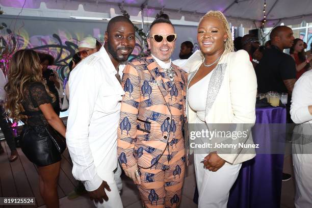 Stylist Terrell; Legendary Damon and Claire Sulmers attend A Toast To Summer Hosted By Simone I. Smith at Aloft LIC,NY Hotel on July 19, 2017 in New...