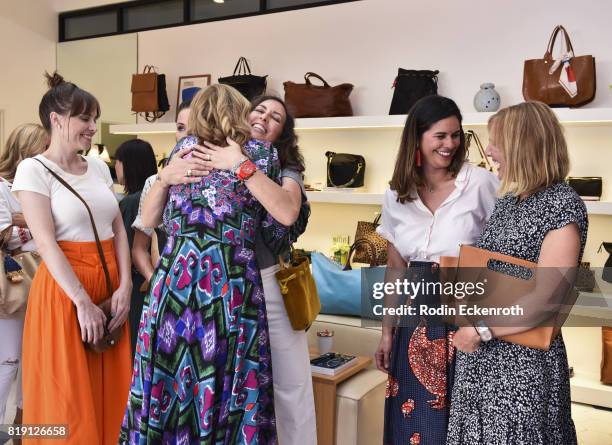 Alethia Jones, Toni Collette, Naomi Scott, and Julie Rudd attend the release party for "Fun Mom Dinner" at Clare V. On July 19, 2017 in West...