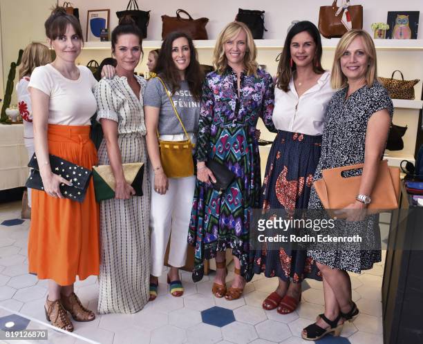 Alethea Jones, Katie Aselton, guest, Toni Collette, Naomi Scott, and Julie Rudd attend the release party for "Fun Mom Dinner" at Clare V. On July 19,...