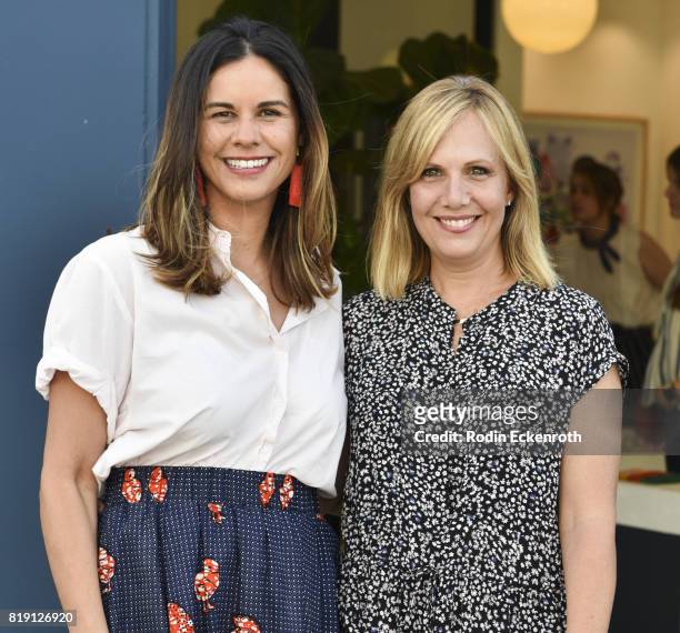 Producer Naomi Scott and writer Julie Rudd attend the release party for "Fun Mom Dinner" at Clare V. On July 19, 2017 in West Hollywood, California.