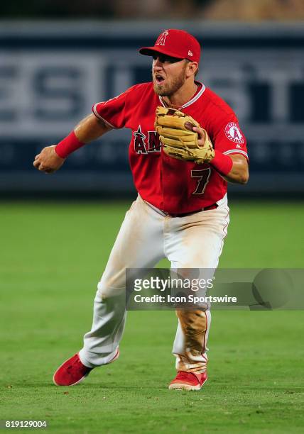 Los Angeles Angels of Anaheim second baseman Cliff Pennington in action during the fifth inning of a game against the Washington Nationals, on July...