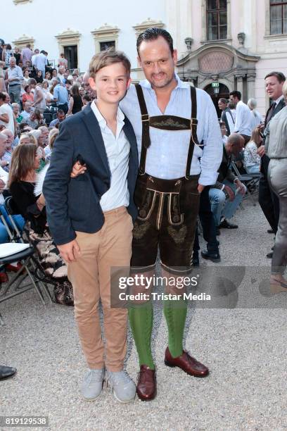 Alexander von Schoenburg-Glauchau and his son Valentin von Schoenburg-Glauchau during the Haindling concert at the Thurn & Taxis Castle Festival 2017...
