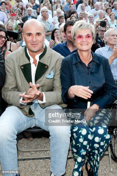 Albert von Thurn und Taxis and his mother Gloria von Thurn und Taxis during the Haindling concert at the Thurn & Taxis Castle Festival 2017 on July...