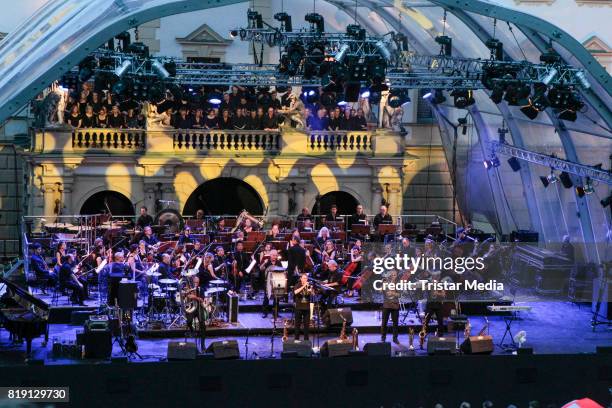 Haindling perform on stage during the Thurn & Taxis Castle Festival 2017 on July 19, 2017 in Regensburg, Germany.