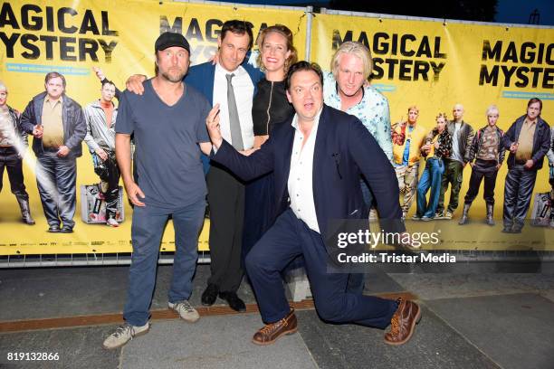 Bjarne Maedel, Marc Hosemann, Annika Meier, Charly Huebner and Detlev Buck attend the 'Magical Mystery' Premiere on July 19, 2017 in Berlin, Germany.