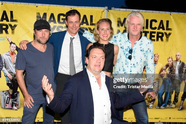 Bjarne Maedel, Marc Hosemann, Annika Meier, Charly Huebner and Detlev Buck attend the 'Magical Mystery' Premiere on July 19, 2017 in Berlin, Germany.