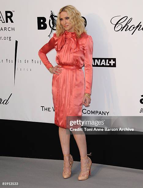 Actress/Singer Madonna arrives at amfAR's Cinema Against AIDS 2008 benefit held at Le Moulin de Mougins during the 61st International Cannes Film...