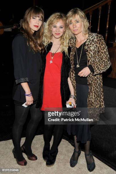 Brittany Lee Eustis, Juno Temple and Amanda Temple attend CHANEL and CHARLES FINCH Pre-Oscar Dinner at Madeo Restaurant on March 6, 2010 in Beverly...