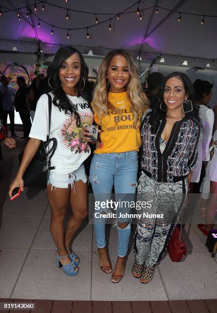 Italia Smith, Samaria Smith, and Dina Spinale attend A Toast To Summer Hosted By Simone I. Smith at Aloft LIC,NY Hotel on July 19, 2017 in New York...