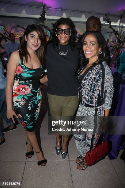 Tara Sheikh, Claudine Joseph and Dina Spinale attend A Toast To Summer Hosted By Simone I. Smith at Aloft LIC,NY Hotel on July 19, 2017 in New York...