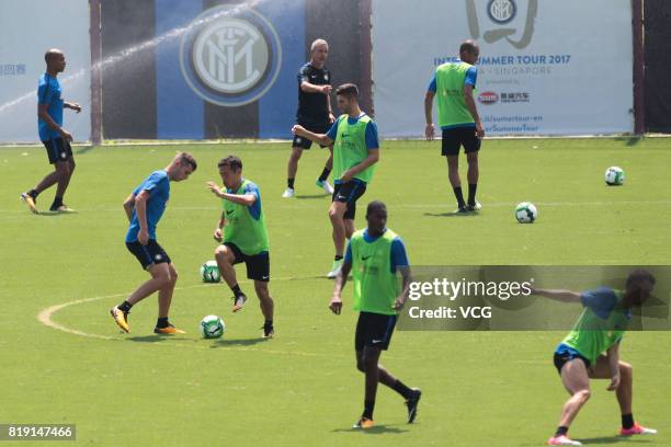 Players of FC Internazionale attend a training session during the Inter summer tour 2017 on July 20, 2017 in Nanjing, Jiangsu Province of China.