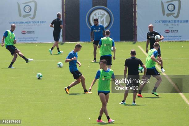 Players of FC Internazionale attend a training session during the Inter summer tour 2017 on July 20, 2017 in Nanjing, Jiangsu Province of China.