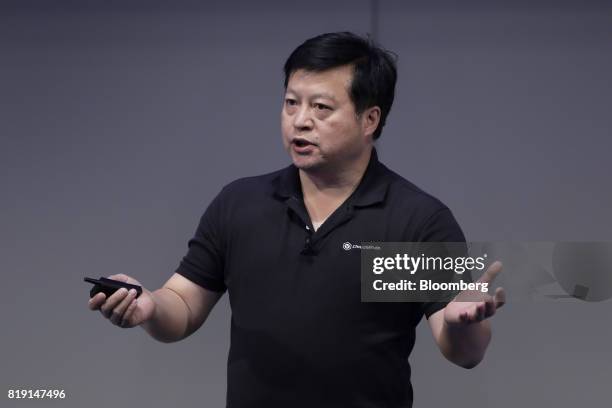 Bill Huang, founder and chief executive officer of CloudMinds Inc., speaks at SoftBank World 2017 event in Tokyo, Japan, on Thursday, July 20, 2017....