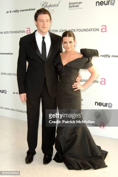 Cory Monteith and Lea Michele attend 18th Annual ELTON JOHN AIDS Foundation Oscar Party at Pacific Design Center on March 7, 2010 in West Hollywood,...