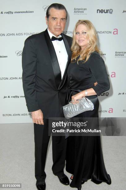 Chazz Palminteri and Gianna Ranaudo attend 18th Annual ELTON JOHN AIDS Foundation Oscar Party at Pacific Design Center on March 7, 2010 in West...