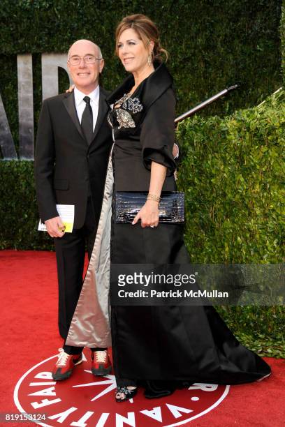 David Geffen and Rita Wilson attend VANITY FAIR Oscar Party - ARRIVALS at Sunset Tower Hotel on March 7, 2010 in West Hollywood, California.