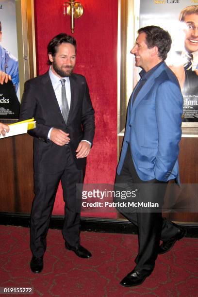 Paul Rudd and Steve Carell attend New York Premiere of "DINNER FOR SCHMUCKS" at Ziegfeld Theatre on July 19, 2010 in New York City.