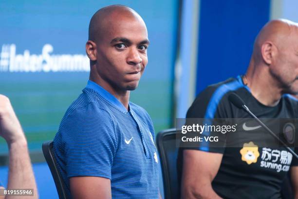 Joao Mario of FC Internazionale attends a press conference during the Inter summer tour 2017 on July 20, 2017 in Nanjing, Jiangsu Province of China.