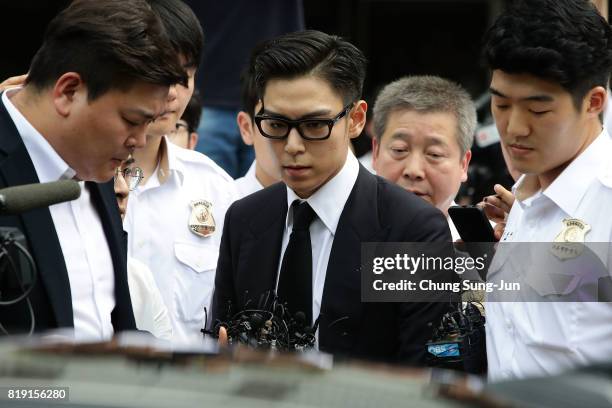 Of South Korean boyband Big Bang leaves after attending a verdict hearing at the Seoul Central District Court on his marijuana usage case on July 20,...