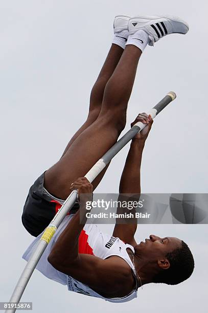 Raphael Holzdeppe of Germany on his way to victory in the final of the men's pole vault during day five of the 12th IAAF World Junior Championships...