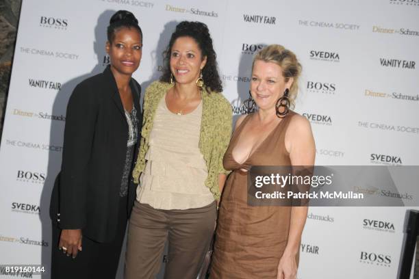 Louise Paterson, Michele Paterson and Debbie Bancroft attend THE CINEMA SOCIETY with VANITY FAIR & HUGO BOSS host a screening of "DINNER FOR...